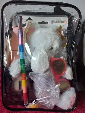 SNUGG❤️BLES White Elephant Plush with Rainbow Stick and Pink Sunglasses Gift Bag